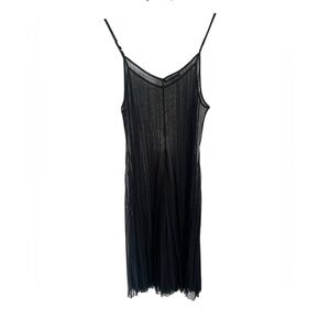 Kedziorek Pleated Black Sheer Midi Dress, size 40